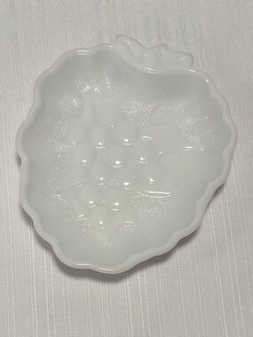 Milk Glass Grape Pattern Trinket Dish